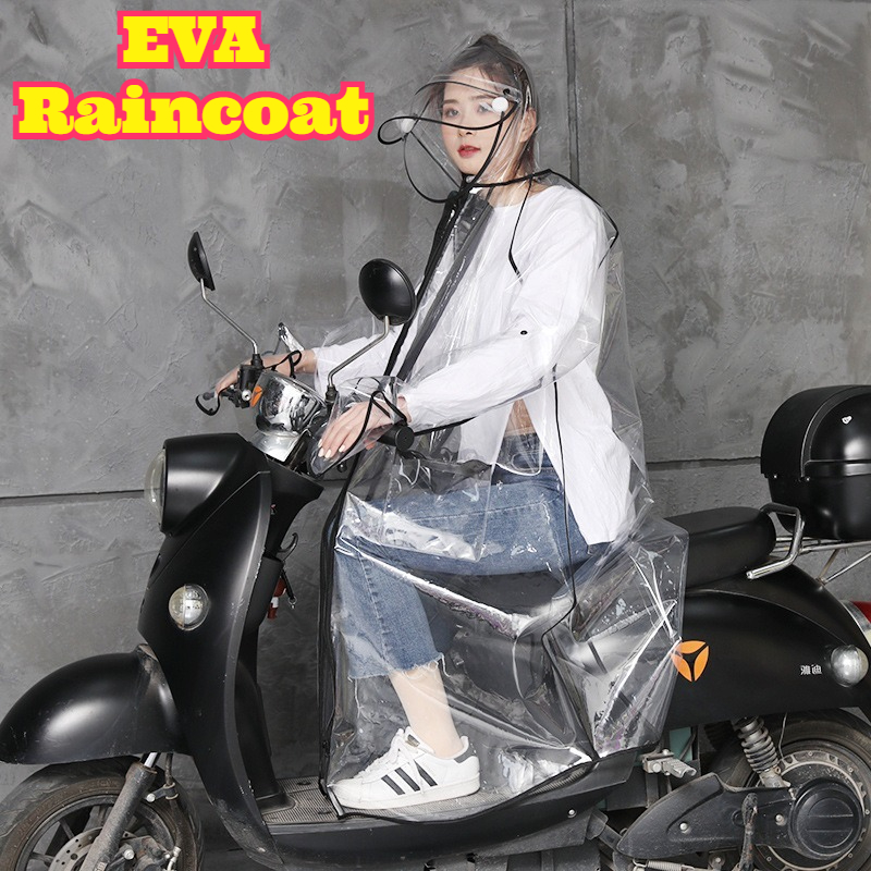 Cycling Commute In Rain - Transparante EVA regenponcho met capuchon, unisex,