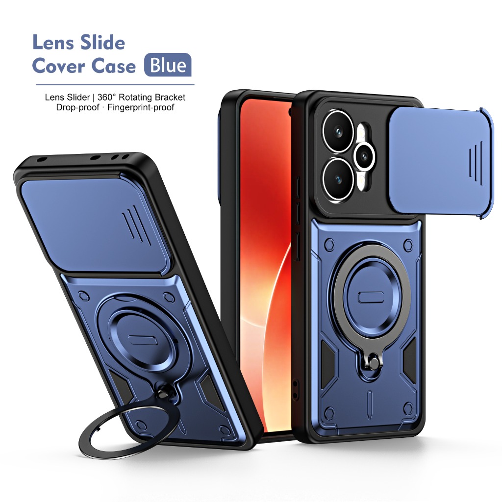 Kickstand Adjustable - Stootvaste telefoonhoes met schuifbare camera-afdekking 360°
