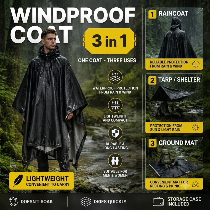 Regenponcho met capuchon voor  - Cycling Rain Jacket Commute recensie en prijs